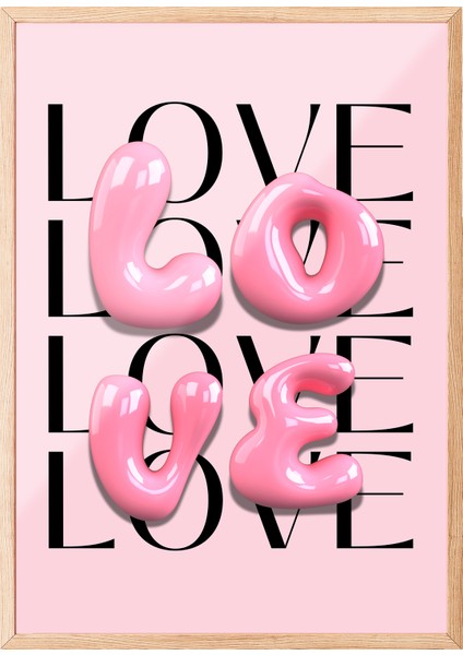 Ahşap Çerçeveli Tablo, Love Yazısı – Modern Tipografi, Çalışma Odası Dekoru Poster No: 112979