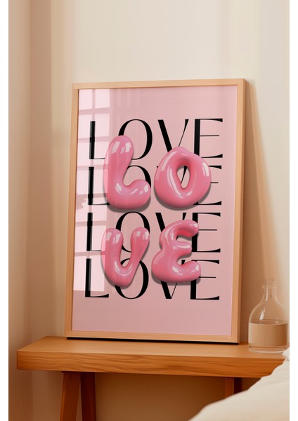 Ahşap Çerçeveli Tablo, Love Yazısı – Modern Tipografi, Çalışma Odası Dekoru Poster No: 112979 fiyatları