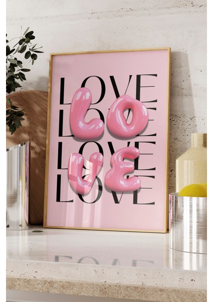 Ahşap Çerçeveli Tablo, Love Yazısı – Modern Tipografi, Çalışma Odası Dekoru Poster No: 112979 fırsatları