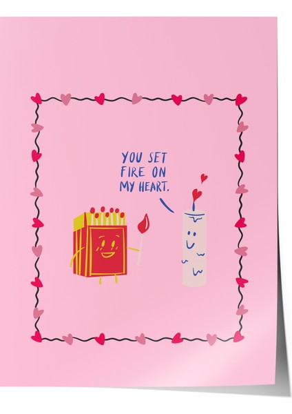 Çerçevesiz Poster,minimal Aşk Illüstrasyonu – Pembe Tonlar, Genç Odası Dekoru Poster No: 112941