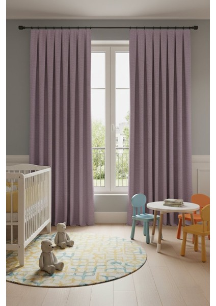 Taç Narden Lila Sade Soft Fon Perde 1x3 Sık Pile fiyatları