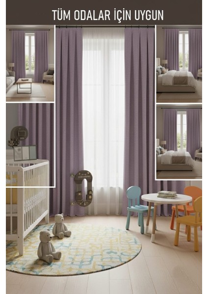 Taç Narden Lila Sade Soft Fon Perde 1x3 Sık Pile fırsatları