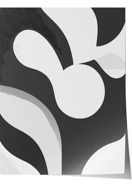 Çerçevesiz Poster, Siyah Beyaz Soyut Formlar, Ofis Dekoru Poster No: 112780