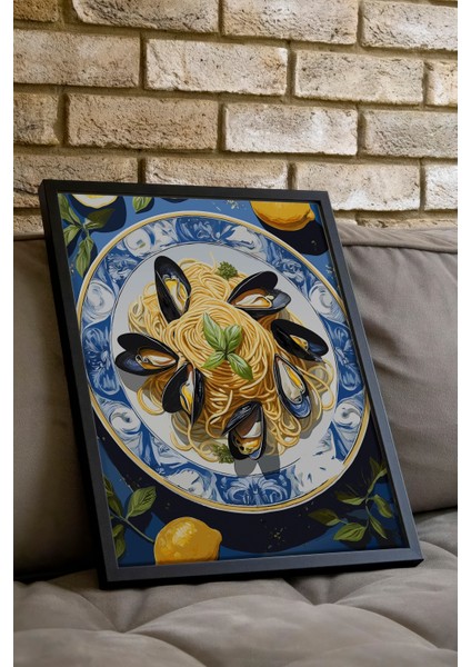 Siyah Çerçeveli Tablo, Midye Tabak – Deniz Esintisi, Mutfak Dekoru Poster No: 113234 indirimleri