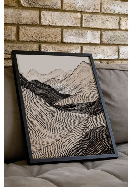 Siyah Çerçeveli Tablo, Minimal Dağ Manzarası, Salon Dekoru Poster No: 112506 indirimleri