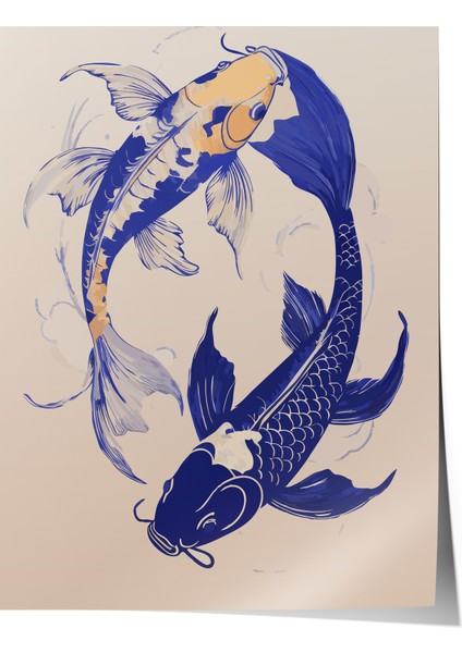 Çerçevesiz Poster, Yin Yang Koi Balıkları, Salon Dekoru Poster No: 112504