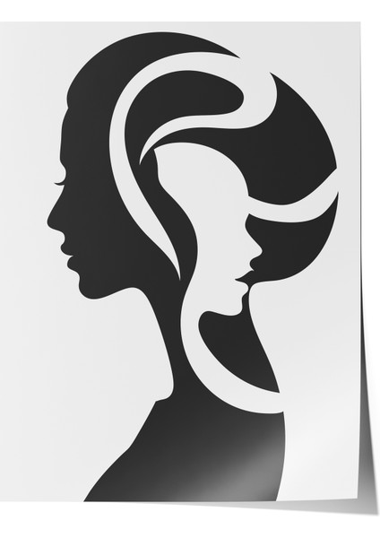 Çerçevesiz Poster, Kadın Silueti – Minimal Sanat, Yatak Odası Dekoru Poster No: 112777