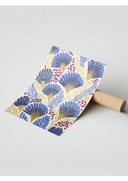 Çerçevesiz Poster, Mavi Sarı Yaprak Deseni – Canlı Sanat, Çocuk Odası Dekoru Poster No: 112834 modelleri