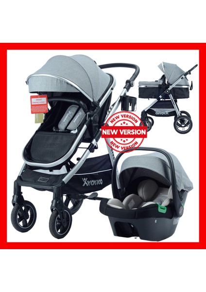 Luxury I-Size Travel Sistem Bebek Arabası 3 In 1 Gri Silver