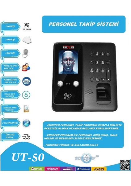Yüz Tanıma Parmakizi Kart ve Şifreli Cihaz Pdks Program Kurulum Dahil