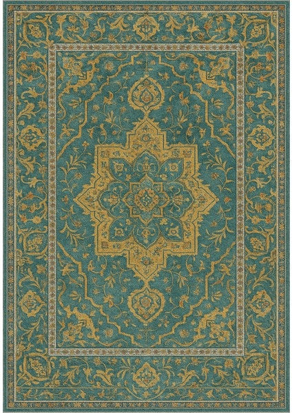 |vintage Etnik Otantik Salon Mutfak Halısı Sarı-Yeşili Desenli |yıkanabilir Halı fırsatları