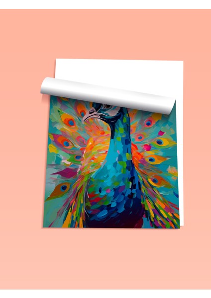 Çerçevesiz Poster, Canlı Renkli Tavuskuşu – Modern Sanat, Salon Dekoru Poster No: 112560 fiyatları