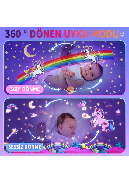 Yıldız Projeksiyonu Gece Lambası Sessiz 360° Rotasyonlu Tasarım ve Bluetooth Müzik Desteği Tavşan Projeksiyon Dönen Yansıtan Gece Lambası fırsatları