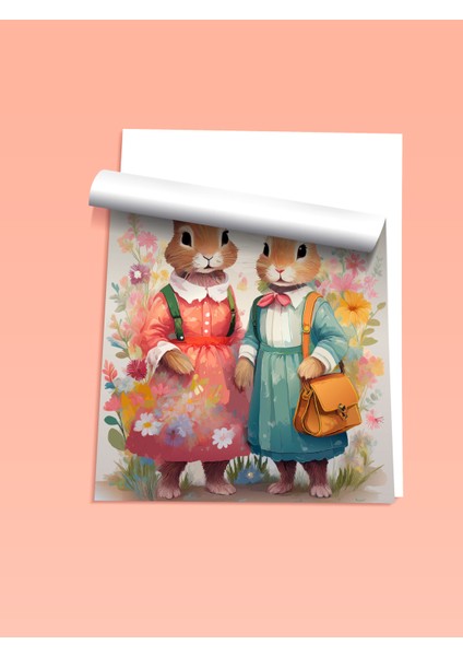 Çerçevesiz Poster, Elbiseli Tavşanlar, Çocuk Odası Dekoru Poster No: 112431 fiyatları