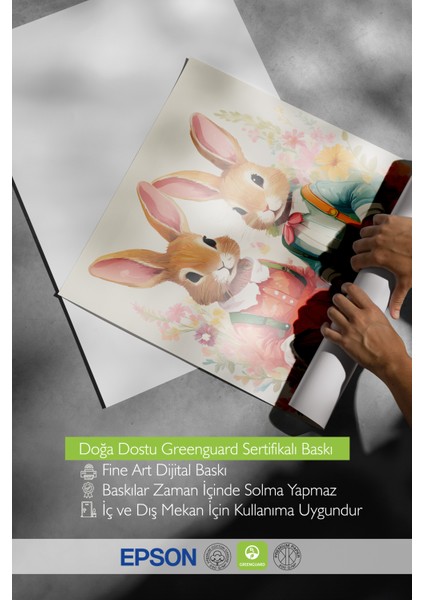 Çerçevesiz Poster, Elbiseli Tavşanlar, Çocuk Odası Dekoru Poster No: 112431