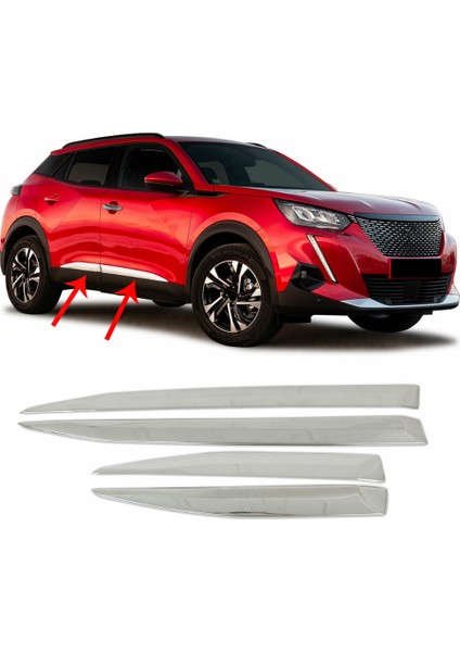 Peugeot 2008 Uyumlu Yan Kapı Çıtası 4 Parça 2019 ve Üzeri Paslanmaz Krom fiyatları