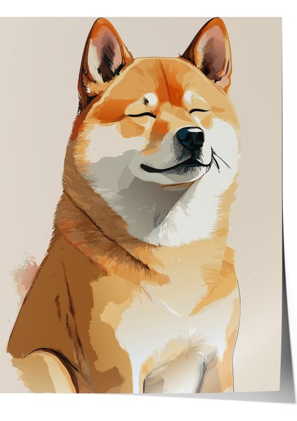 Çerçevesiz Poster, Shiba Inu Köpek Portre, Genç Odası Dekoru Poster No: 112432