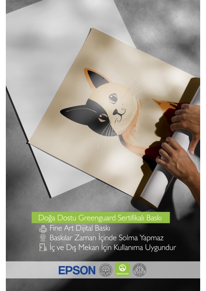 Çerçevesiz Poster, Minimal Kedi Portresi, Genç Odası Dekoru Poster No: 112439