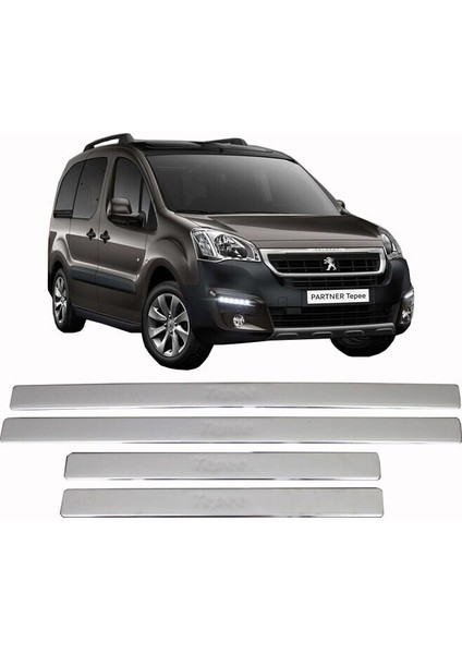 Peugeot Partner Tepee Uyumlu Iç Kapı Eşiği 4 Parça 2008-2018 Paslanmaz Krom fiyatları