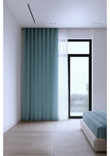 Jakar Fon Perde - Açık Mavi - Pileli Dikim - 1x2,5 Pile - JKR500