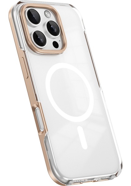 iPhone 16 Pro Kılıf Magsafe Şarj Özellikli Çıkarılabilir Arka Yüzeyli Mnc Polar Kapak-Gold-Gold fiyatları