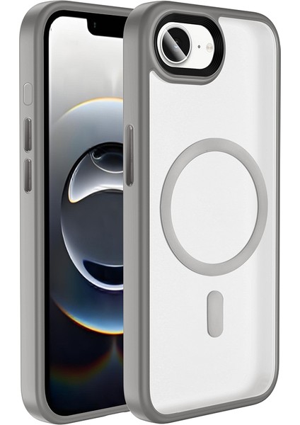 iPhone 16E Kılıf Mat Arka Yüzey Wireless Şarj Özellikli Mnc Flet M-Safe Kapak - Lacivert fiyatları