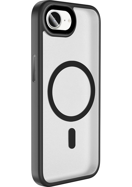 iPhone 16E Kılıf Mat Arka Yüzey Wireless Şarj Özellikli Mnc Flet M-Safe Kapak - Lacivert