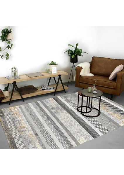 | Vintage Eskitme Tarz Otantik Minimalist Soft Gri | Yıkanabilir Halı