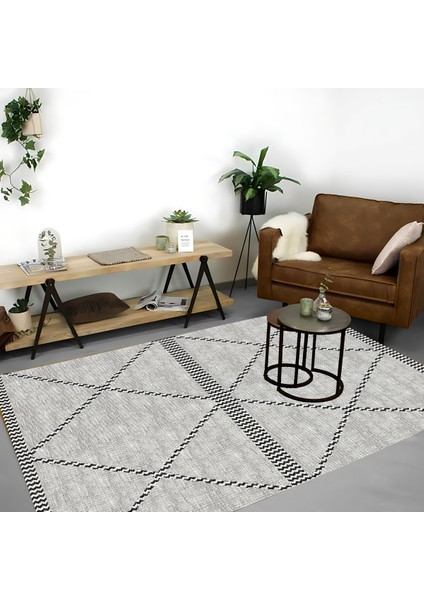 | Vintage Eskitme Tarz Otantik Minimalist Soft Gri | Yıkanabilir Halı