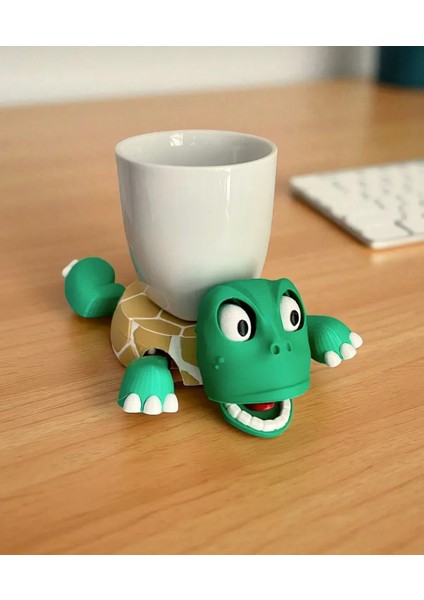 Sevimli Kaplumbağa Bardak Altlığı – Hareketli ve Eğlenceli Kupa Altlığı(Sütlü Kahve-Beyaz Çizgili) fiyatları