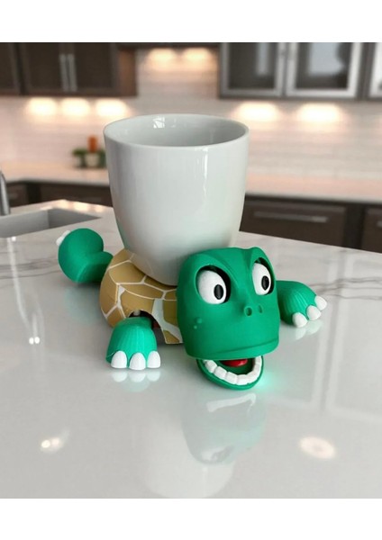 Sevimli Kaplumbağa Bardak Altlığı – Hareketli ve Eğlenceli Kupa Altlığı(Sütlü Kahve-Beyaz Çizgili) modelleri