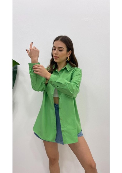 Kadın Oversize Basic Uzun Kol Gömlek