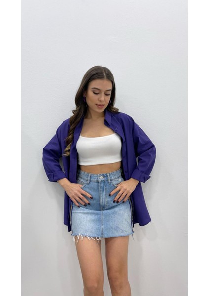 Kadın Oversize Basic Uzun Kol Gömlek fırsatları