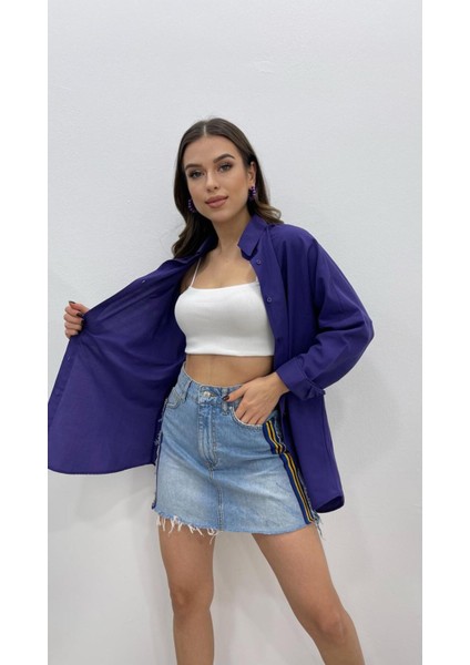 Kadın Oversize Basic Uzun Kol Gömlek