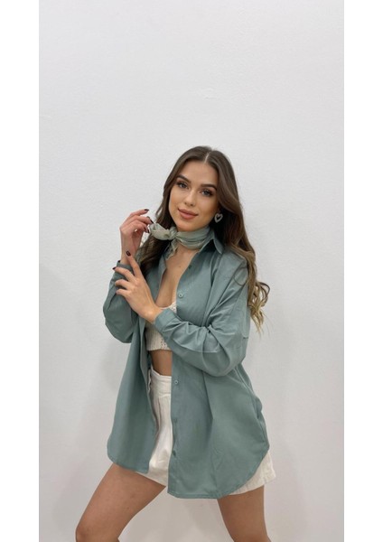 Kadın Oversize Basic Uzun Kol Gömlek