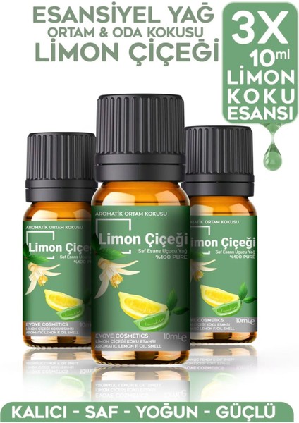 Esansiyel Yağ Limon Çiçeği Oda Kokusu 3 Adet 10 ml Set Aromatik Buhardanlık Difüzör Uçucu Yağ