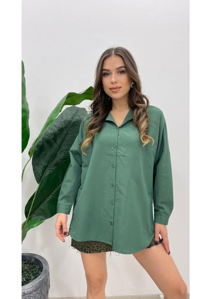 Kadın Oversize Basic Uzun Kol Gömlek