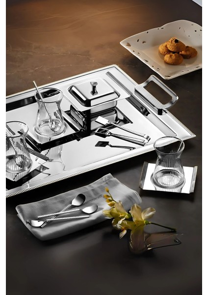 Mios 40 Parça 12 Kişilik Çay Seti - 18/10 Paslanmaz Çelik fiyatları