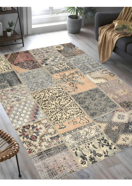 | Vintage Eskitme Tarz Otantik Minimalist Soft Krem-Gri| Yıkanabilir Halı fiyatları