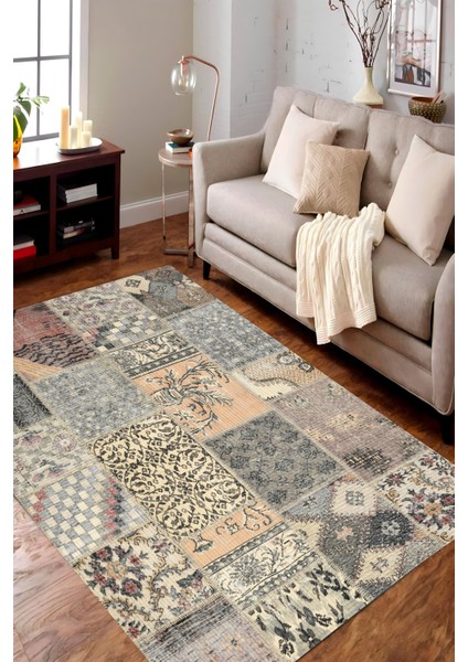 | Vintage Eskitme Tarz Otantik Minimalist Soft Krem-Gri| Yıkanabilir Halı modelleri