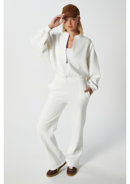 Kadın Darcy Içi Polarlı Oversize Kalıp Ekru Alt Üst Eşofman Takımı fiyatları