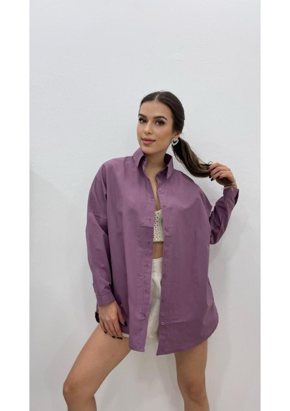 Kadın Oversize Basic Uzun Kol Gömlek