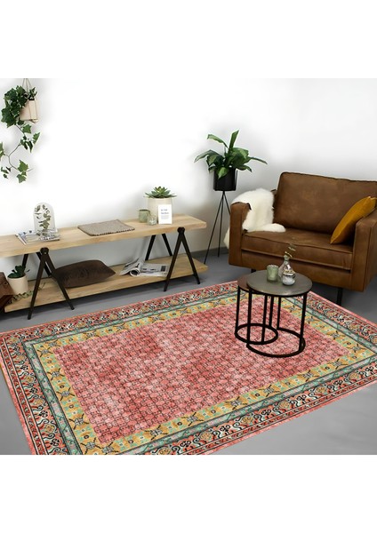 |vintage Eskitme Tarz Otantik Minimalist Kırmızı |yıkanabilir Halı