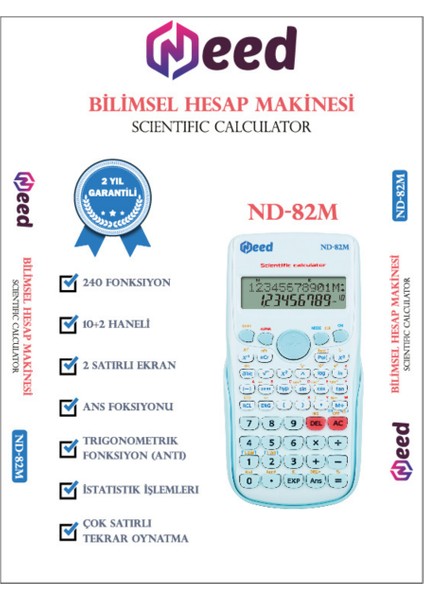 240 Fonksiyonlu Mavi Bilimsel Hesap Makinesi 82M fırsatları