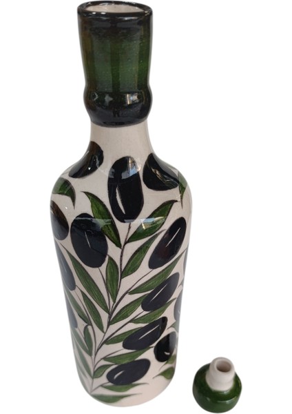 El Yapımı 400 ml 23 cm Zeytin Dalı Desenli Seramik Yağlık fırsatları