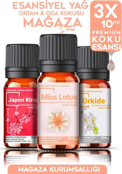 Efsane Çiçekler Oda Kokusu %100 Saf & Doğal 3'lü Set 3X10ML Aromatik Esansiyel Uçucu Yağlar