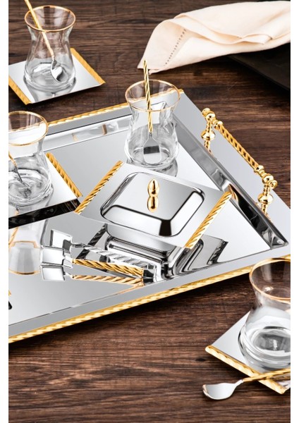 Roma 22 Parça 6 Kişilik Çay Seti - 18/10 Paslanmaz Çelik fiyatları