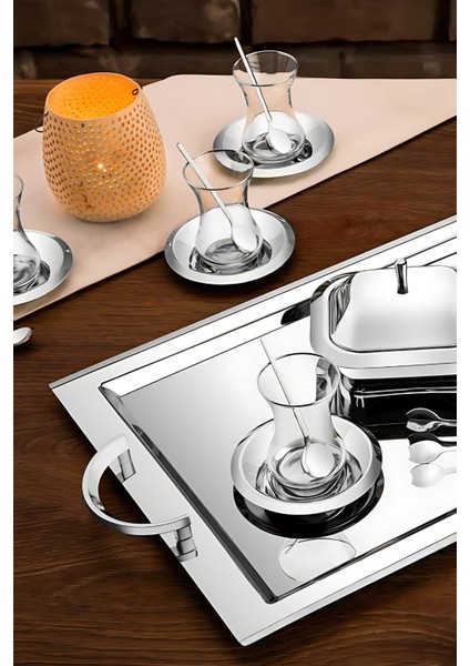 Celine 22 Parça 6 Kişilik Çay Seti - 18/10 Paslanmaz Çelik fiyatları