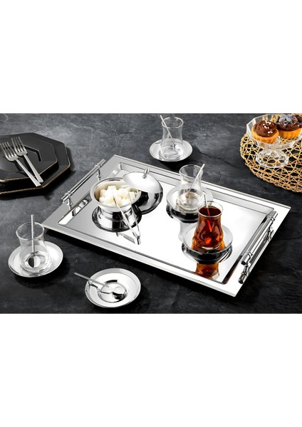 Rio 40 Parça 12 Kişilik Çay Seti - 18/10 Paslanmaz Çelik