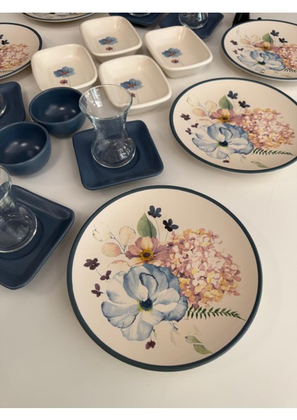 Takım Kahvaltı 24 Parça 6 Kişilik Blue Flowers fiyatları